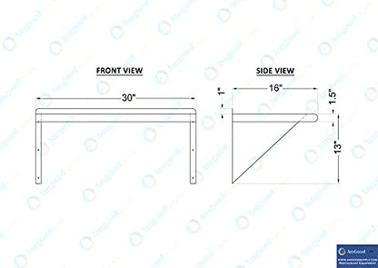 AmGood 30" Long X 16" Deep Stainless Steel Wall Shelf | NSF Certified | Appliance & Equipment Metal Shelving | Kitchen, Restaurant, Garage, Laundry, Utility Room - size: 30" Long X 16" Deep