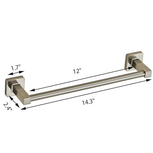 Bathroom Wall Mounted Towel Rack,12 Inch Brushed Nickel Towel Bar with Stainless Rack and Hand Towel Holder, Shower and Bath Towel Racks for Bathroom Wall(Total Length 14-Inch) - color: Brushed Nickel, size: 12In