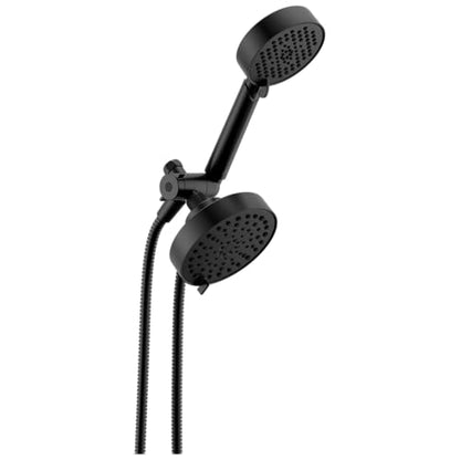 Delta Round 2-in-1 Dual Shower Head with 4-Setting HandHeld Spray, Matte Black Detachable Double Shower Head with Hose, Showerhead, 1.75 GPM Flow Rate, Matte Black 75756BL - color: Matte Black