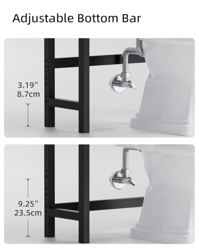 SMIBUY Bathroom Storage Shelf, Bamboo Over-The-Toilet Organizer Rack, Freestanding Toilet Space Saver with 3-Tier Adjustable Shelves (Black) - color: Black