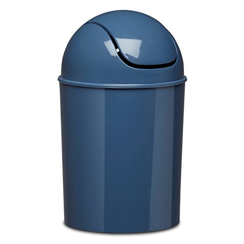 Umbra 1.25 Gallon Mini Waste Can with Removable Swing-Top Lid - Small Garbage Bin for Kitchen, Bathroom, Bedroom, Office - Compact Trash Can Fit Under Tables & Counters - Blue - color: Blue