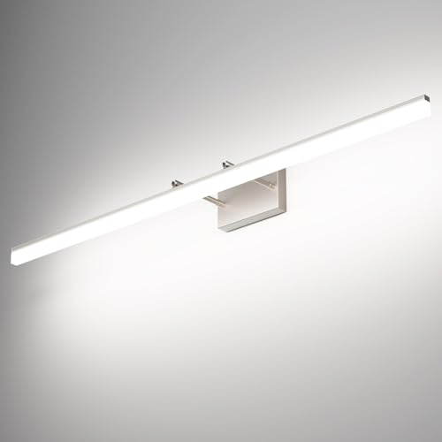Aipsun 48inch Brushed Nickel Bathroom Llight Fixtures LED Vanity Light Adjustable Modern Vanity Lights Over Mirror Rotatable Lighting 5500K - color: Brushed Nickel, size: 47.2 in