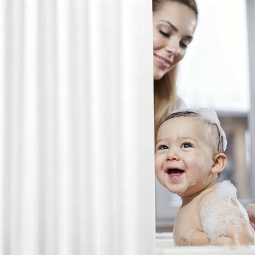 UFRIDAY White Long Shower Curtain Liner 72 x 75 inch, PEVA Bath Curtain for Home and Hotel, Extra Long Shower Curtain with 3 Magnets Bottom - color: White, size: 72"W x 75"L (Pack of 1)
