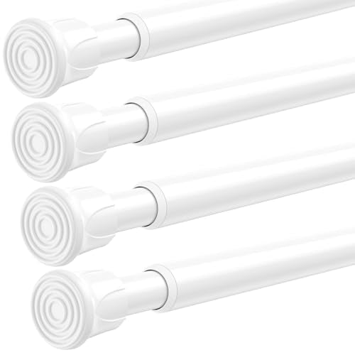 4 Pack Tension Rods for Windows 28 to 48 inch, Adjustable Curtain Rods No Drilling Spring Rods Extendable Pressure DIY Tension Rod for Window Closet Kitchen, White - color: White, size: 28" to 48"-4Pcs