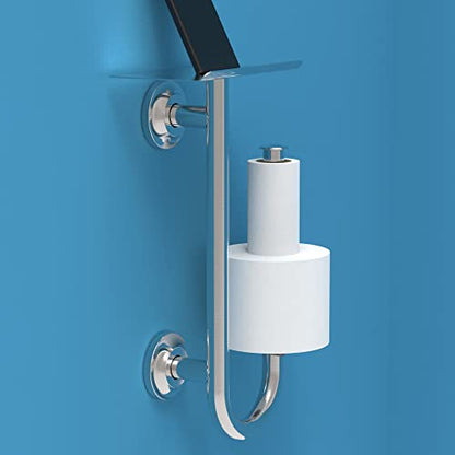 3-in-1 Stainless Steel Double Toilet Paper Holder with Heavy Duty Grab Bar and Top Shelf for Wet Wipes, Napkins, Phone, Pad. (Brushed Nickel, Left-Hand) - color: Brushed Nickel, size: Left-Hand