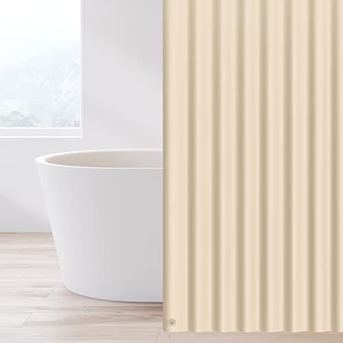 EHZNZIE Beige Shower Curtain Liner 72x72, PEVA Waterproof Bath Curtain, No Chemical Smell, 3 Weighted Magnets, Durable with Rustproof Metal Grommets - color: Beige, size: 72"W x 72"L (Pack of 1)