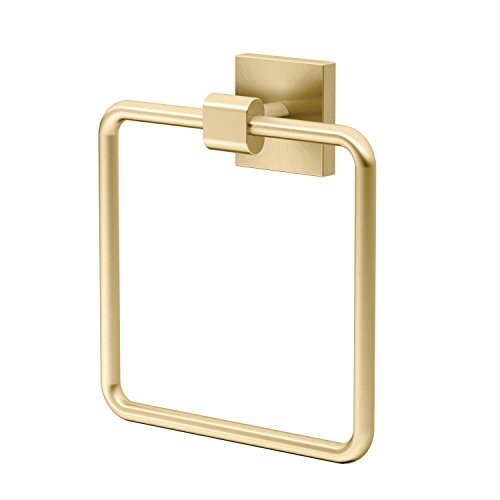 Gatco 4062 Elevate Bathroom Towel Ring, Wall Mounted Hand Towel Holder for Bathroom Vanity & Sink Area, Brushed Brass - color: Brushed Brass, style: Elevate