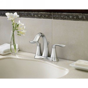 Moen Eva Chrome Two-Handle Centerset Bathroom Sink Faucet with Drain Assembly for 3-hole Installation Setups, 6410 - color: Chrome
