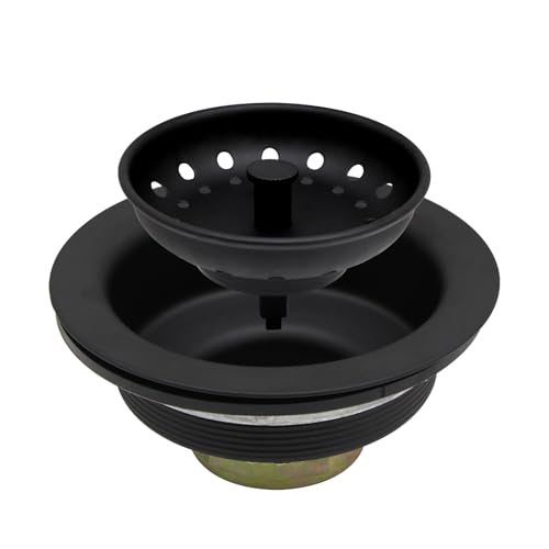 ZM Black Kitchen Sink Strainer Basket, Stainless Steel Drain Stopper - style: Standard-Black
