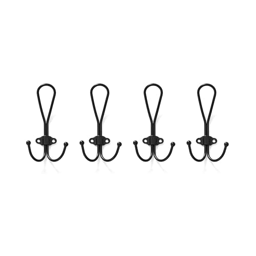 Farmhouse Black Coat Hooks Wall Mount, Rustic Large Heavy Duty Metal Wall Hooks for Hanging Jackets, Clothing, Backpacks, and Purses - color: Black Metal Wall Hooks