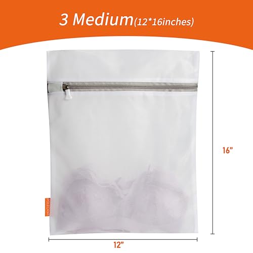 Mesh Laundry Bags 3 Pack (12 x 16" Medium) | Durable Zipper, For Delicates, Lingerie, Bras, Underwear, Protect Garments in Washing Machine - size: 3 Medium