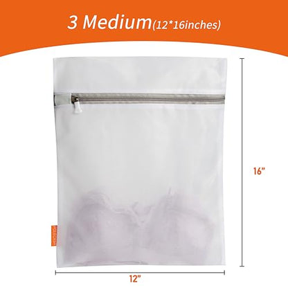 Mesh Laundry Bags 3 Pack (12 x 16" Medium) | Durable Zipper, For Delicates, Lingerie, Bras, Underwear, Protect Garments in Washing Machine - size: 3 Medium