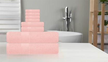 ELITE 8-Piece Zero Twist Cotton Bath Towel Set – 100% Cotton Luxury Towels – Ultra Soft, Fluffy & Absorbent – Quick Dry, Durable & Fade Resistant – Spa Quality Bath, Hand & Washcloth Set (Dusty Pink) - color: Dusty Pink