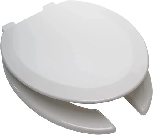 Toilet Seat Elongated Open Front with Soft Close Lid, Quick Release for Easy Clean, Anti-Slip Bumpers, Durable White PP Plastic, Fits Standard Oblong Toilets