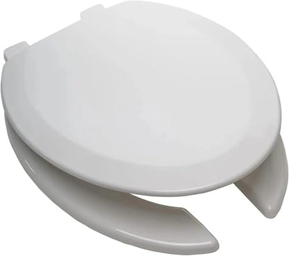 Toilet Seat Elongated Open Front with Soft Close Lid, Quick Release for Easy Clean, Anti-Slip Bumpers, Durable White PP Plastic, Fits Standard Oblong Toilets