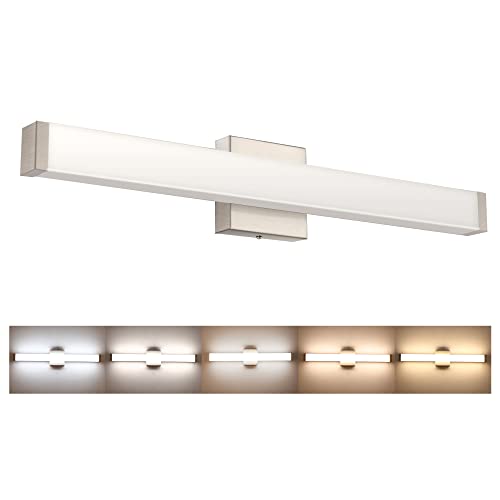 24" LED Vanity Light, 14W 5CCT Dimmable, Brushed Nickel | Wall Bar Light, Rust & Moisture Resistant, Dimmable 2700K-5000K, Energy-saving, moisture-proof, Dresser Bathroom over Mirror - color: Brushed Nickel, size: 24 inch 5CCTDimmable