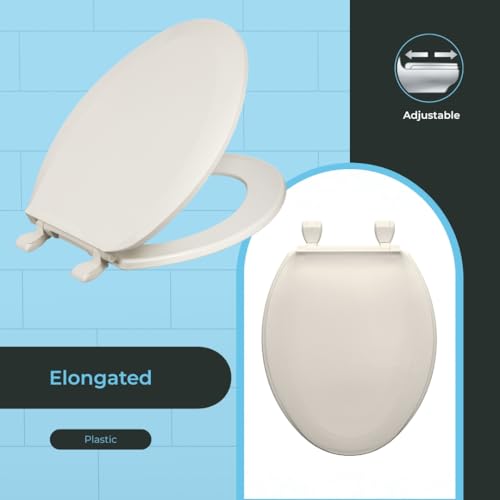 Centoco Elongated Toilet Seat, Economy, USA, DSAMAZ16-416, Biscuit | Closed Front, Cover, Plastic, Made in the USA - color: Biscuit, size: Elongated
