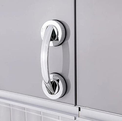 WANLIAN Powerful Suction Cup Glass Mirror Door Handle, Refrigerator Drawer Bathroom Suction Cup wall handrail, Bathtub Shower Handle Kitchen Drawer Cabinet Handle (Silver) | Can be used for glass sliding doors, refrigerator doors, kitchen drawers, cabinet