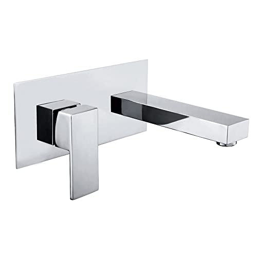 SUMERAIN Wall Mounted Bathroom Sink Faucet, Chrome, Left-Handed | Lavatory Faucet, Single Handle, Rough in Valve Included - color: Chrome, size: Left-Handed