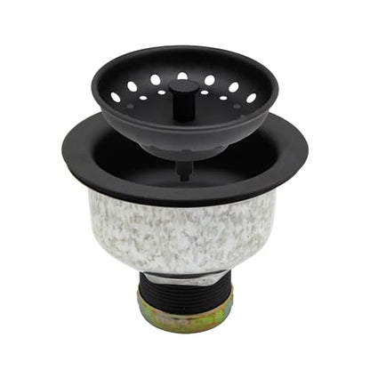 ZM Black Deep Locking Kitchen Sink Basket Strainer with Drain Stopper - style: Deep Locking-Black