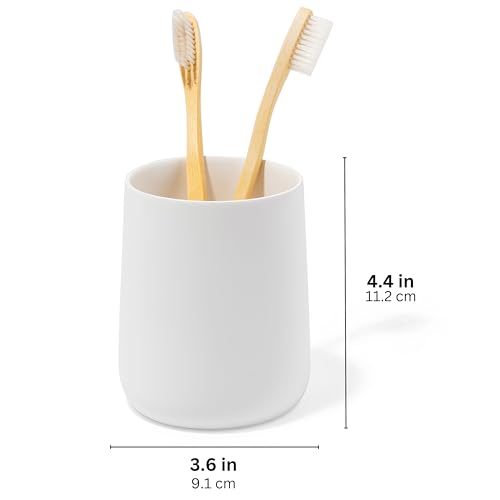 Yew Design Matte White Bathroom Toothbrush Holder Cup - Round - color: Round Matte White