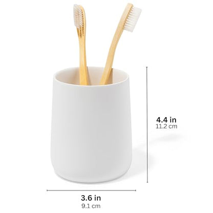 Yew Design Matte White Bathroom Toothbrush Holder Cup - Round - color: Round Matte White