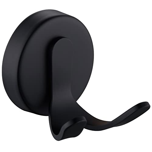 Matte Black Robe Towel Hook, Heavy Duty 11 lbs, Wall Mounted | Rust-resistant Double Wall Hook for Bathroom Kitchen Entryway, Towels, Robes, Coats, Bags Storage Hook, Anti-drop Design