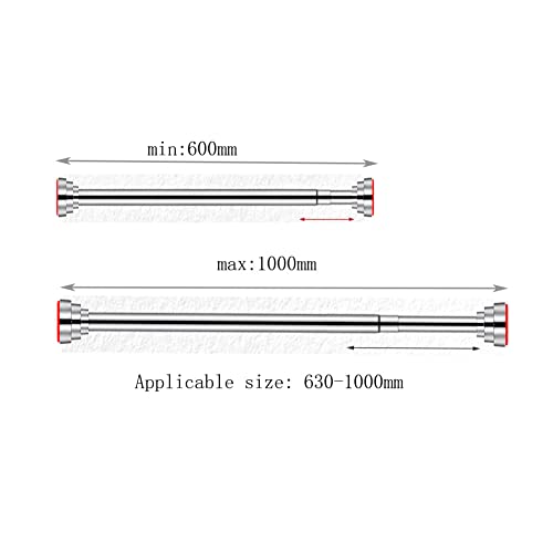 Shower Curtain Tension Rod, 24-40 Inch Spring Tension Curtain Rod Stainless Steel Tension Rod Never Rust Non-Slip No Drilling Cupboard Hanger Rod for Bathroom Kitchen Wardrobe