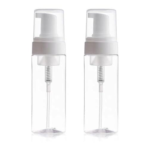 2Pcs 3.4oz Foam Pump Bottle, Empty Plastic Travel Foaming Soap Dispenser for Hand Soap, Shampoo, Facial Cleansers (100ml/Clear) - size: 100ml-2pcs