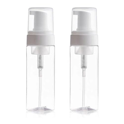2Pcs 3.4oz Foam Pump Bottle, Empty Plastic Travel Foaming Soap Dispenser for Hand Soap, Shampoo, Facial Cleansers (100ml/Clear) - size: 100ml-2pcs