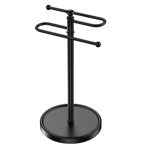 Hand Towel Holder, 304 Stainless Steel Heavy Duty S Shape Hand Towel Stand Free Standing Towel Bar for Bathroom Kitchen Countertop - color: Black