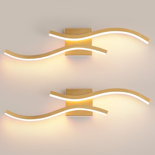 2 Packs Gold Bathroom Vanity Light Fixture,24in 5CCT Dimmable Modern Led Bathroom Light Fixtures Over Mirror, 26W LED Vanity Lighting Bar for Bathrooms (Gold,2 Packs, 24inch) - color: Gold,2 Packs, size: 24inch