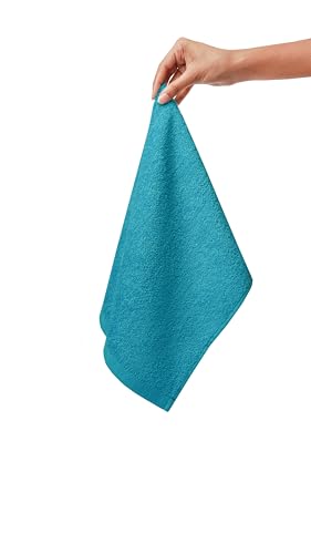 Fingertip Hand Towel | Absorbent |11x18 | Terry Velour Premium Washcloths, Bathroom use, 100% Cotton, Face, fingertip, Soft, Guest Towels (Pack of 4) (4, Turquoise) - color: Turquoise