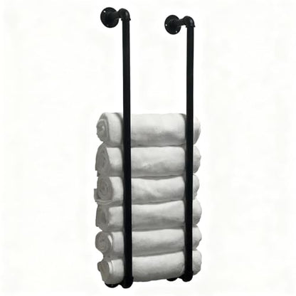 Industrial Pipe Towel Rack for Bathroom Wall Mounted,Towel Holder Black | 36 Inch,Easy To Install,Made of Galvanized Steel,Hold Up To 9 Regular Size Bath Towels,For Farmhouse Bathrooms Laundry Rooms - size: 36 Inch