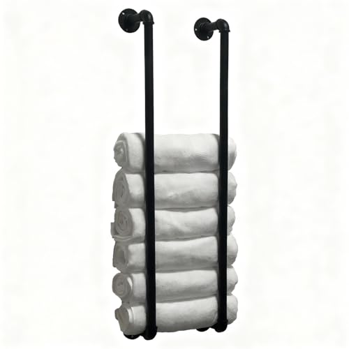 Industrial Pipe Towel Rack for Bathroom Wall Mounted,Towel Holder Black | 36 Inch,Easy To Install,Made of Galvanized Steel,Hold Up To 9 Regular Size Bath Towels,For Farmhouse Bathrooms Laundry Rooms - size: 36 Inch