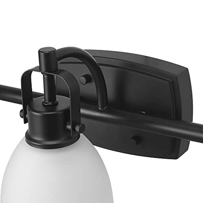 Globe Electric 52090 Gilroy 3-Light 25W Integrated LED Vanity Light with Selectable Color Temperature, Matte Black, Frosted Glass Shades, 1780 Lumens, 3000K-4000K-5000K Switch, Energy Star Certified - color: Matte Black, Frosted Glass