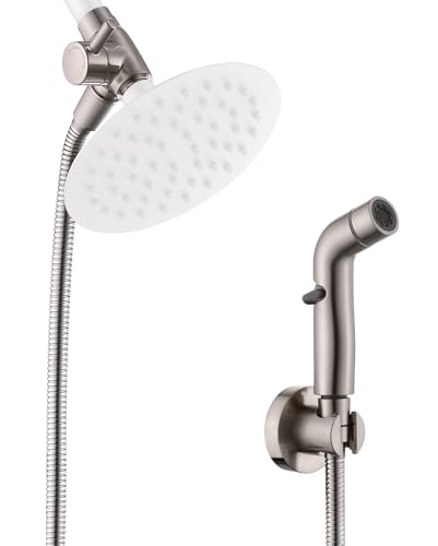 G-Promise Dog Shower Attachment with Flow Control | High Pressure, with Flow Control Lever, Extra Long Hose, Easy to Install, No-Drill Hook Mount - color: Brushed Nickel, size: 100 Inch Hose