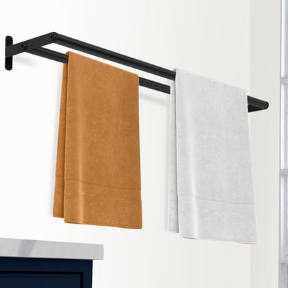 Double Towel Bar, 24 Inch Towel Racks for Bathroom, Stainless Steel Bathroom Towel Holder, Towel Rack Wall Mounted Towel Hanger Towel Rod, Matte Black - size: 24 Inch