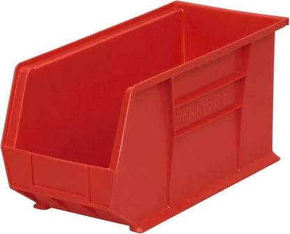 Akro-Mils 30265 AkroBins Plastic Storage Bins, 18"x8.25"x9", Red, 6-Pack | Space-Saving Stackable Bins for Garage, Pantry, Craft Organization - color: Red