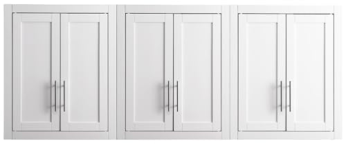 Crosley Furniture Savannah 3-Piece Wall Kitchen Storage Cabinet, Cabinets for Laundry, Bathroom, White - color: White, style: 3-Piece Bathroom Cabinet