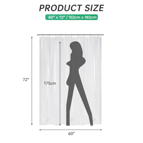 AmazerBath Plastic Shower Curtain, 60 x 72 Inches PEVA Heavy Duty Clear Shower Curtain, Waterproof Heavy Weight Thick Bathroom Curtain with 3 Big Clear Weighted Stones and 10 Rustproof Grommet Holes - color: 8g Clear, size: 60"W x 72"L (Pack of 1)
