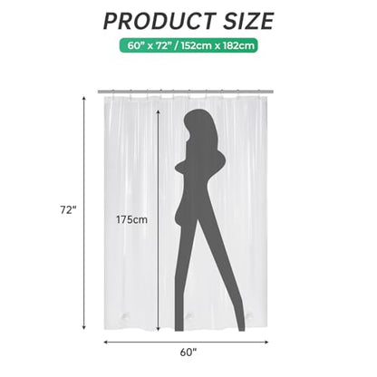 AmazerBath Plastic Shower Curtain, 60 x 72 Inches PEVA Heavy Duty Clear Shower Curtain, Waterproof Heavy Weight Thick Bathroom Curtain with 3 Big Clear Weighted Stones and 10 Rustproof Grommet Holes - color: 8g Clear, size: 60"W x 72"L (Pack of 1)