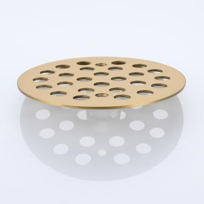 Round 4-1/4 Inch Screw-in Shower Drainer Cover Replacement 304 Stainless Steel Floor Drain Grate with Screws Brushed Golden - color: Brushed Golden