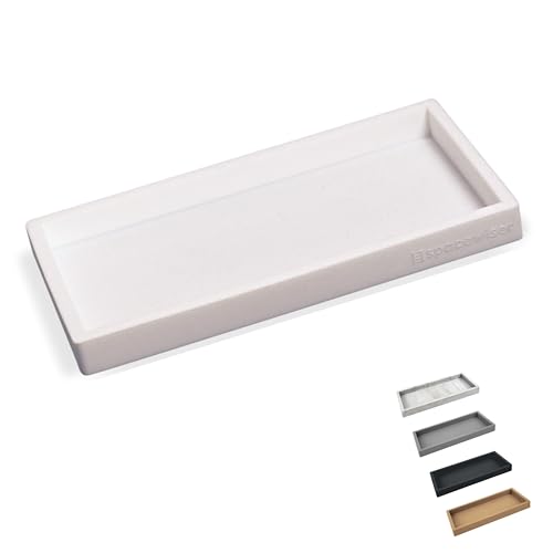 Countertop & Vanity Silicone Tray - Small 7.7" Kitchen Soap Tray | Kitchen Sink Soap Tray, Dish Soap Tray for Kitchen Counter, Bathroom Tray, Silicone Soap Dispenser Tray & Sponge Holder - color: White, size: Small 7.7”