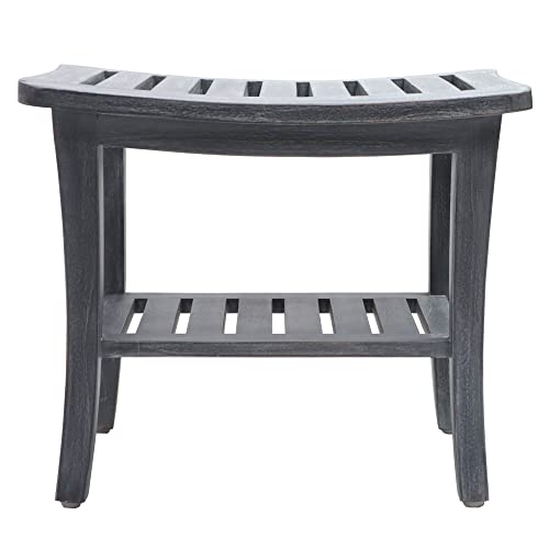 Weathered Genuine Teak Bench - color: Weathered Gray