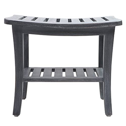 Weathered Genuine Teak Bench - color: Weathered Gray