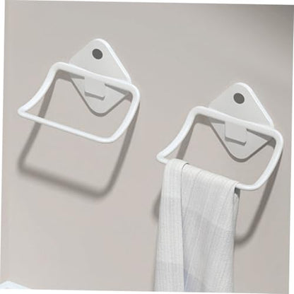 OSALADI Wall-Mounted Towel Ring White Punch-Free Adhesive Towel Holder for Bathroom Kitchen Self-Adhesive No-Drill Quick-Drying and Multi-Functional