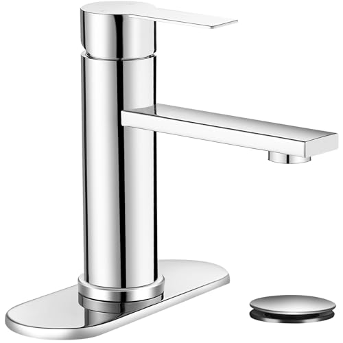 Bathroom Faucet Single Hole Single Handle Vanity Faucet | Modern Chrome Bathroom Faucet with Pop-Up Drain, Suitable for 1 Hole or 3 Hole Sink, Suitable for RV Etc Bathroom - color: Chrome