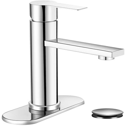 Bathroom Faucet Single Hole Single Handle Vanity Faucet | Modern Chrome Bathroom Faucet with Pop-Up Drain, Suitable for 1 Hole or 3 Hole Sink, Suitable for RV Etc Bathroom - color: Chrome