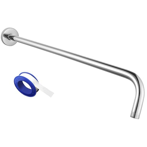 Voolan Shower Arm with Flange and Teflon Tape, Extension Shower Head Arm for Bathroom Fixed Shower Head, Solid Stainless Steel, Wall Mounted (20 Inch, Chrome) - color: Chrome, style: 20 Inch